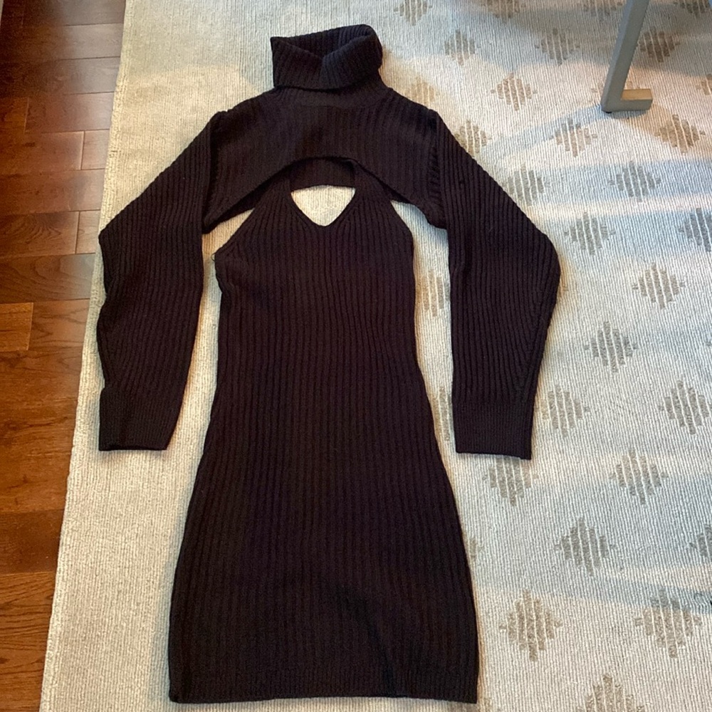Knit halter dress with turtleneck shrug (sold together)
